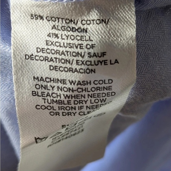 Loft Embroidered Cotton Short Sleeve Shirt Blue Small Boho - Picture 7 of 7